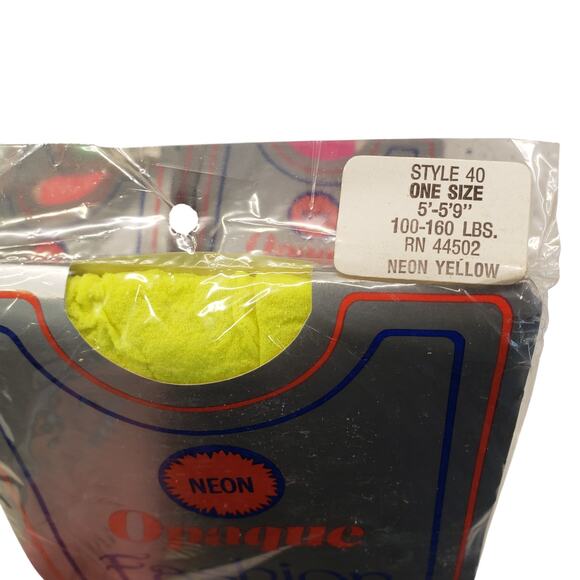 Vintage Opaque Panty Hose Neon Pink Green Yellow Orange 80s One Size - Picture 4 of 8